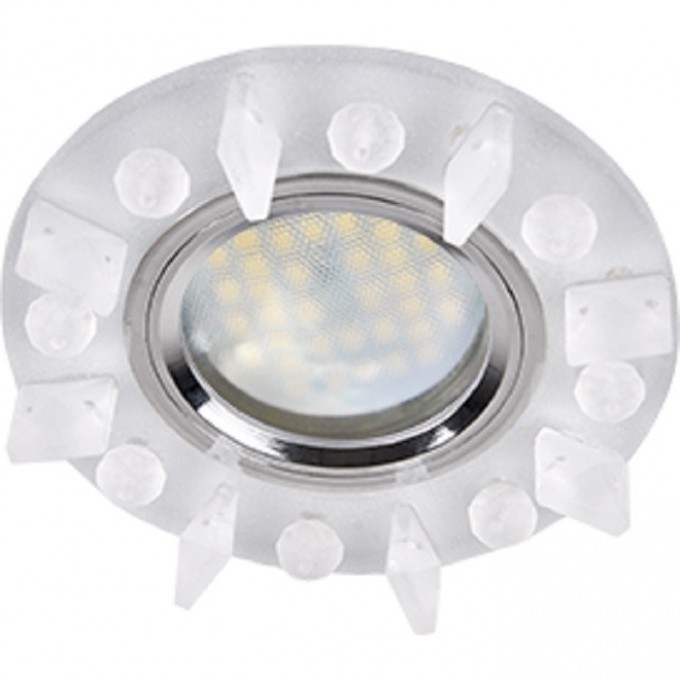 Светильник ECOLA MR16 DL1661 GU5.3 Glass Стекло Круг с квадратными матовыми стразами 42x95 FM16RNECB Светильник ECOLA MR16 DL1661 GU5.3 Glass Стекло Круг с квадратными матовыми стразами 42x95 FM16RNECB