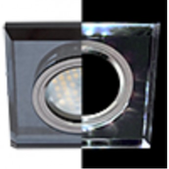 Светильник ECOLA MR16 LD1651 GU5.3 Glass Стекло с подсветкой Квадрат скошенный край Черный / Черный хром 25x90x90 (кd74)